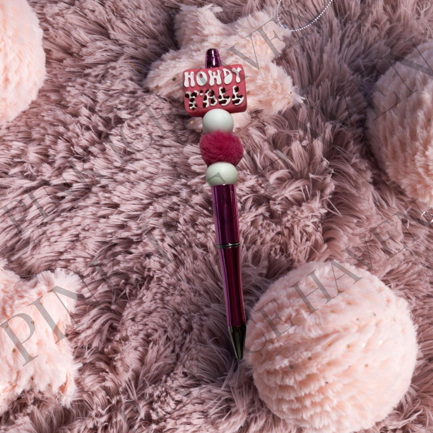 PINK HOWDY Y'ALL BEADED PEN