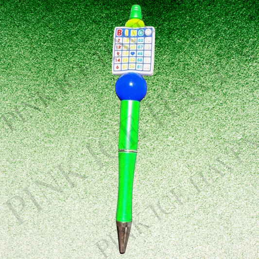 LIGHT GREEN BINGO BEADED PEN