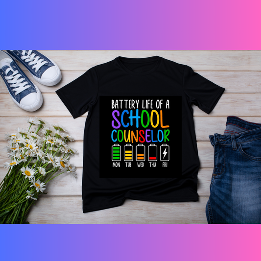 BATTERY LIFE OF A COUNSELOR T-SHIRT