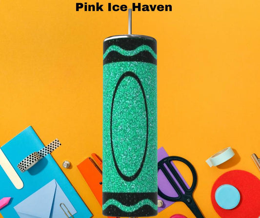 CRAYON GLITTER GREEN 20 OZ TUMBLER