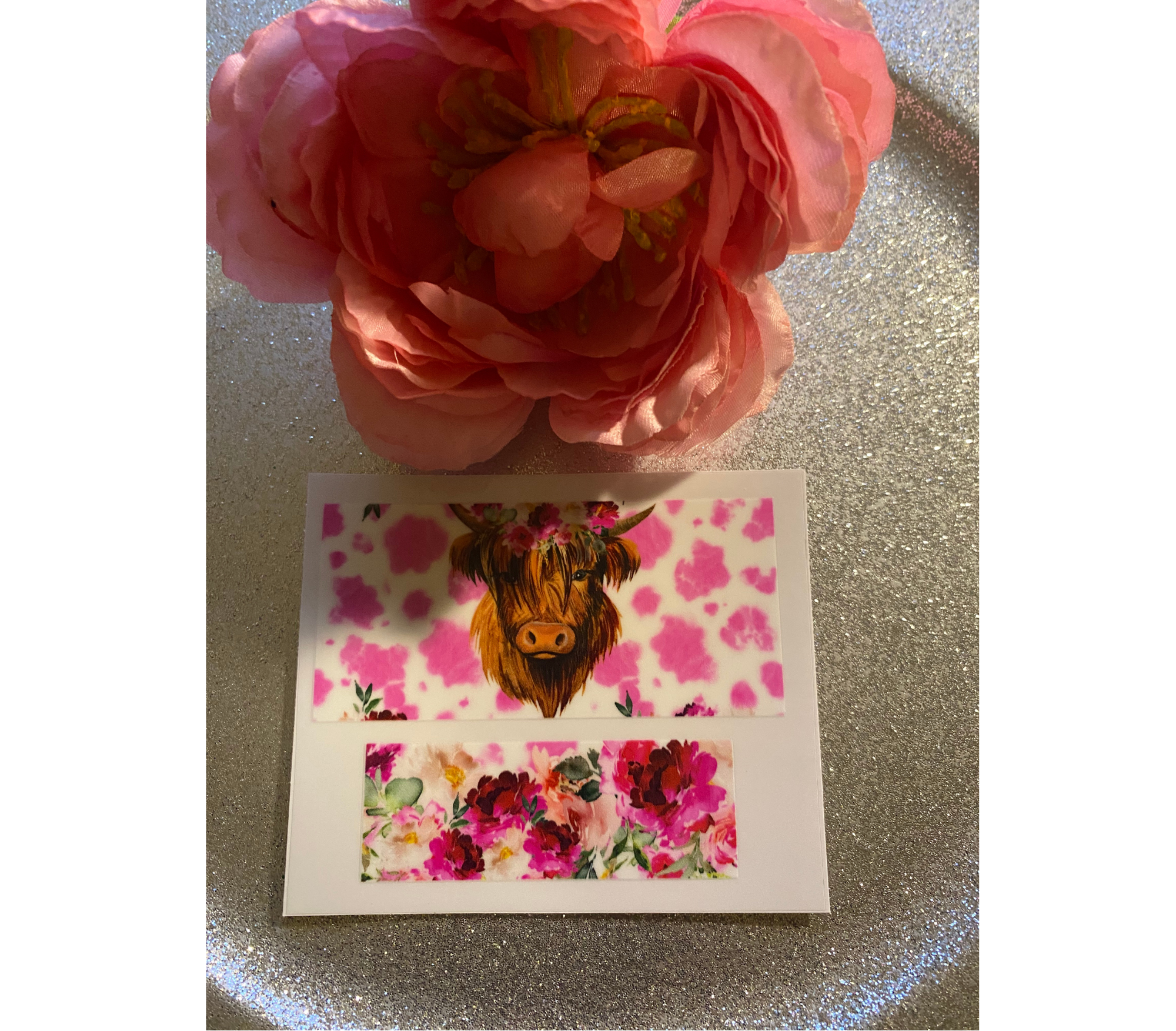 HIGHLAND COW WITH PINK COW PRINT